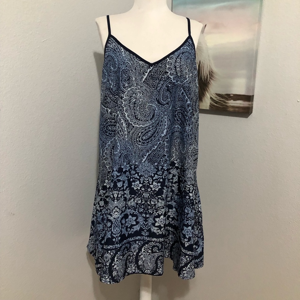 Blue Paisley Spaghetti Strap Dress